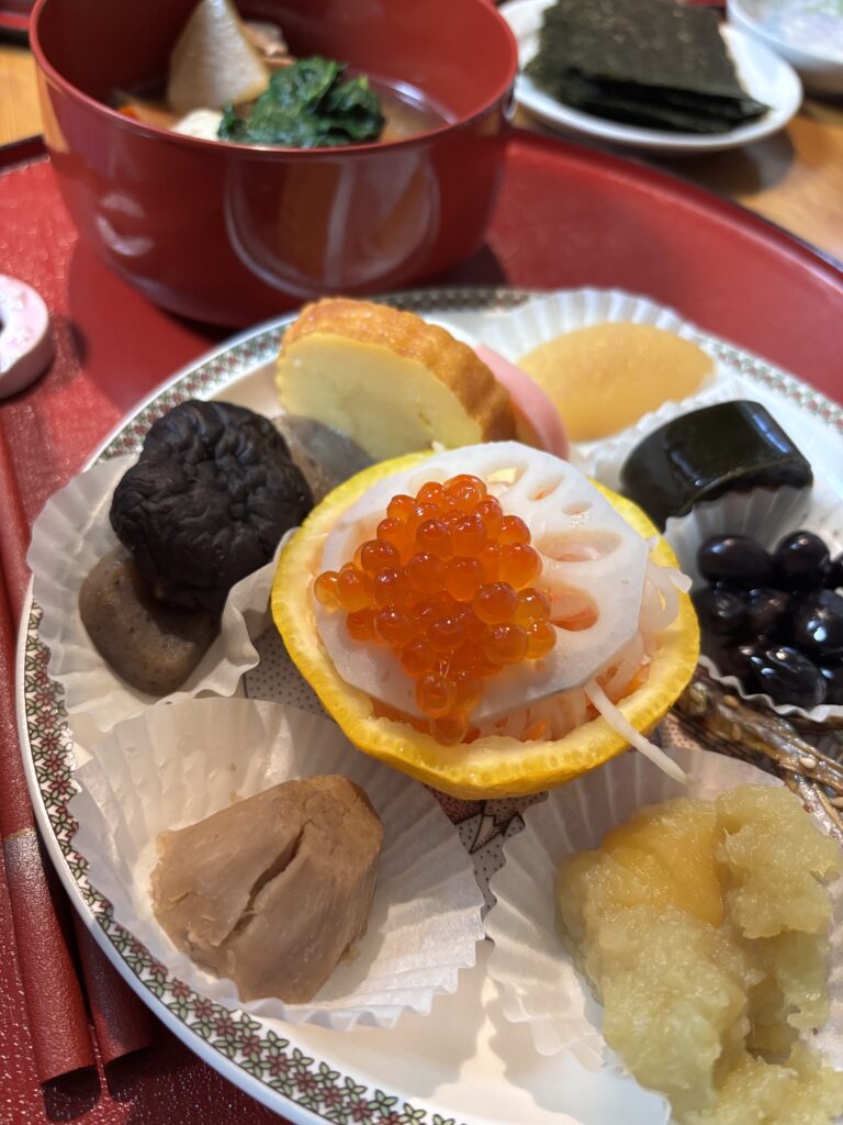 A photo of osechi, the traditional new year dishes in Japan.