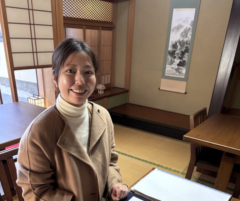 Our guest with her calligraphy piece "eternity".