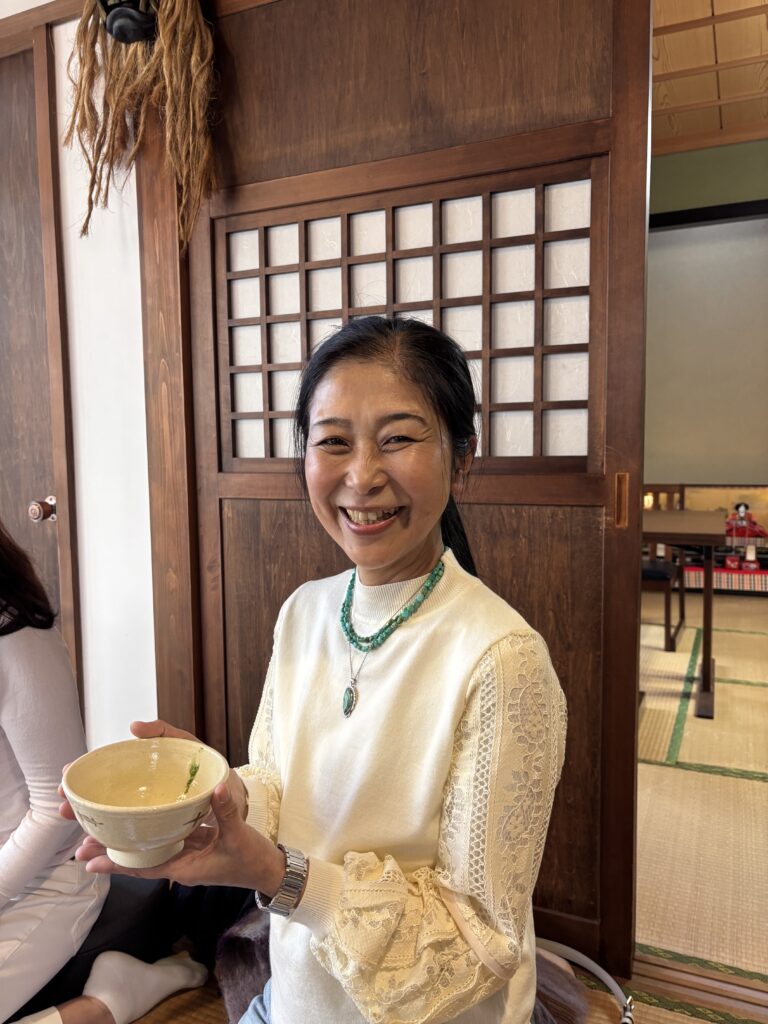 Our guest enjoyed a bowl of matcha around our irori hearth.