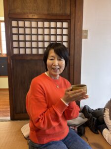 Our guest enjoyed a bowl of matcha around our irori hearth.