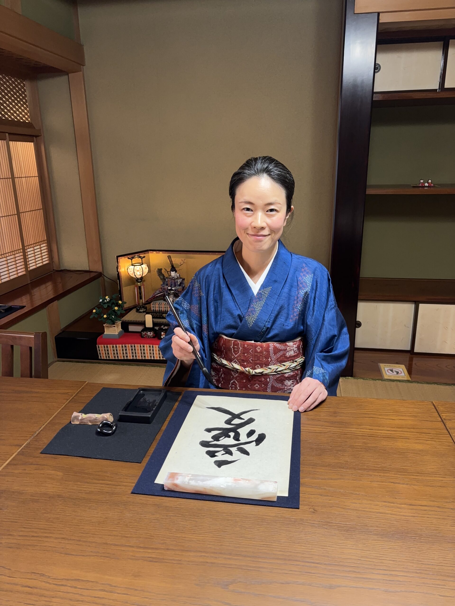 The manager with calligraphy tools