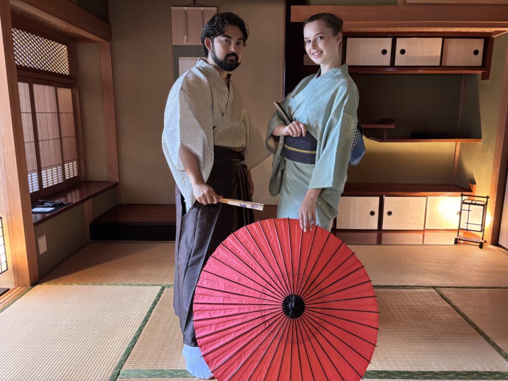 Guests with Japanese umbrella.